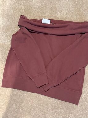 American Eagle Outfitters Off-the-Shoulder Sweatshirt in Mauve